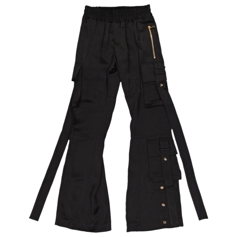 NEW & STUNNING Balmain Black Flare Pants with Gold Details